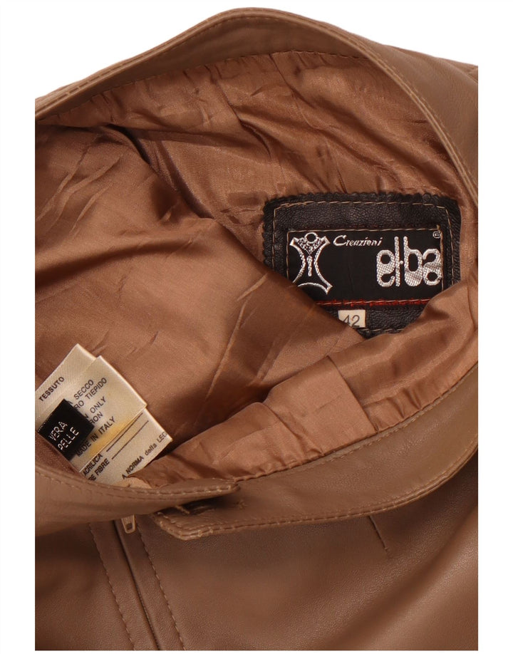 VINTAGE Womens High Waist Leather Skirt IT 42 Medium W26 Brown Leather