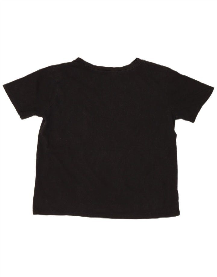 Zara Womens Crop Oversized T-Shirt Top UK 10 Small Black Cotton