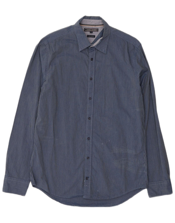 Tommy Hilfiger Mens New York Fit Regular Denim Shirt Medium Blue Gingham