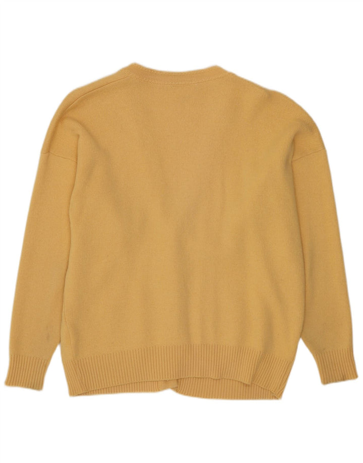 CASTLE Womens Cardigan Sweater EU 42 Large Yellow Acrylic