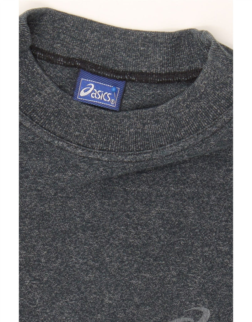 ASICS Womens Crop Graphic T-Shirt Top UK 14 Medium Grey Cotton Vintage Asics and Second-Hand Asics from Messina Hembry 