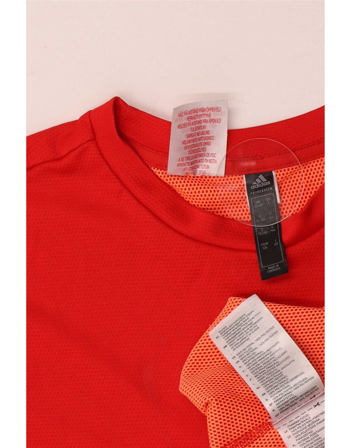 Adidas Boys T-Shirt Top 13-14 Years Red Polyester