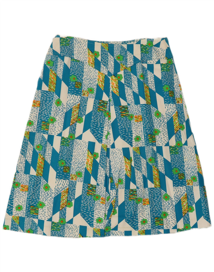 VINTAGE Womens A-Line Skirt IT 48 XL W38 Blue Geometric