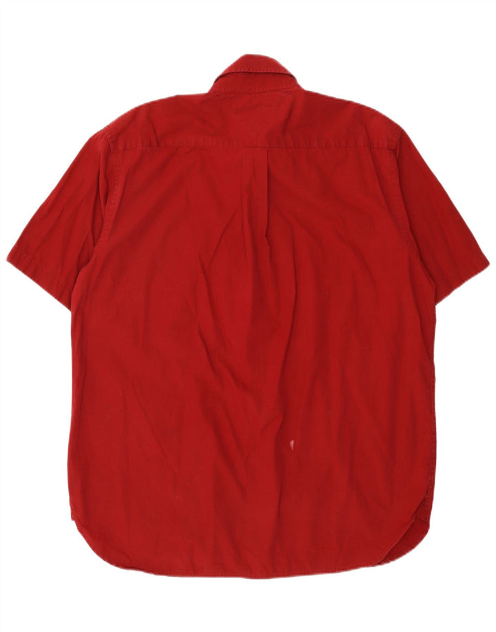 Tommy Hilfiger Mens Short Sleeve Shirt Medium Red Cotton Classic