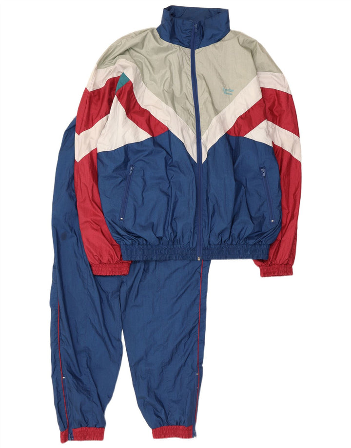 Vintage Mens Oversized Full Tracksuit Medium Navy Blue Colourblock