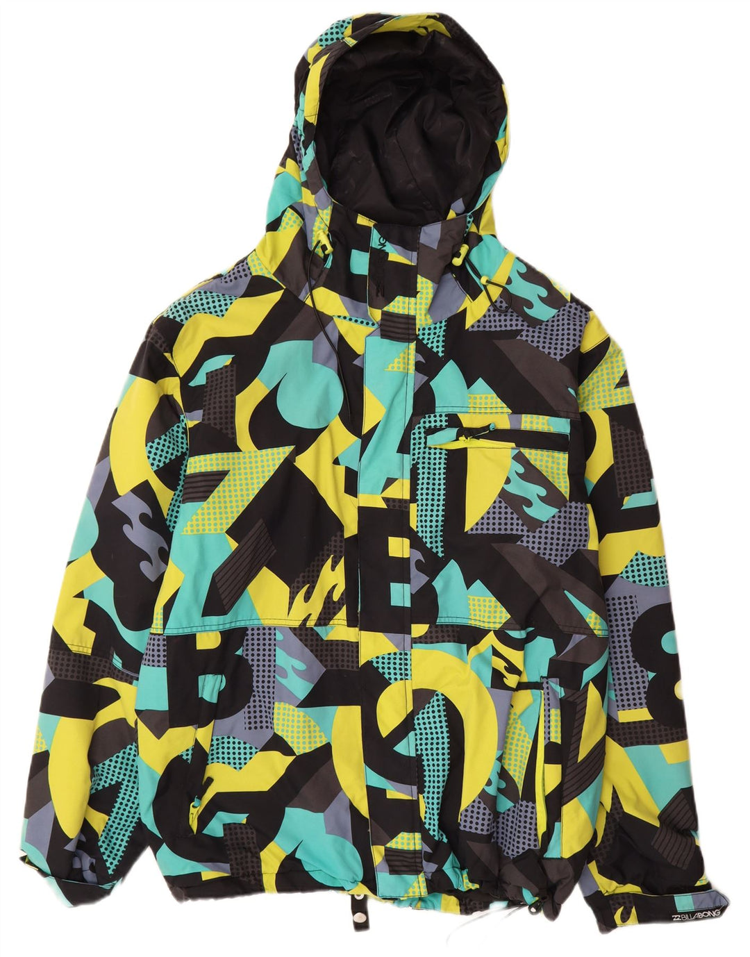 BILLABONG Mens Windbreaker Jacket UK 38 Medium Multicoloured Geometric
