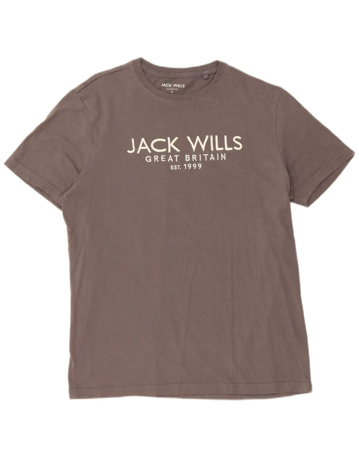 JACK WILLS Mens Classic Fit Graphic T-Shirt Top Medium Grey