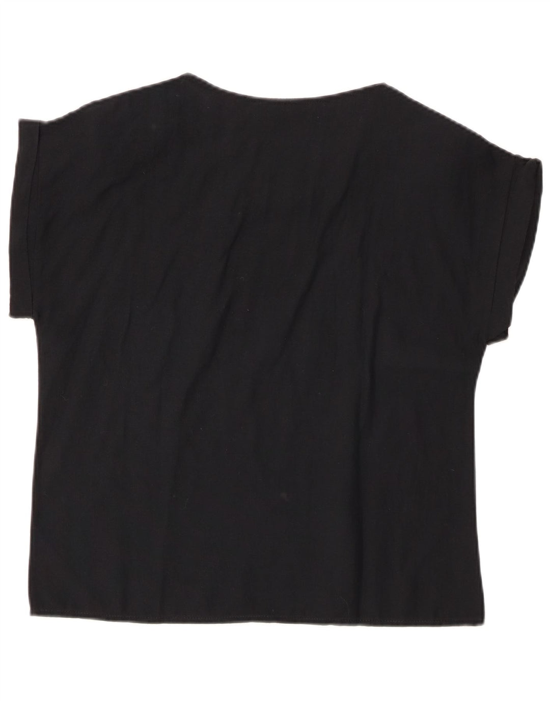 VINTAGE Womens Blouse Top IT 44 Medium Black Floral Cotton