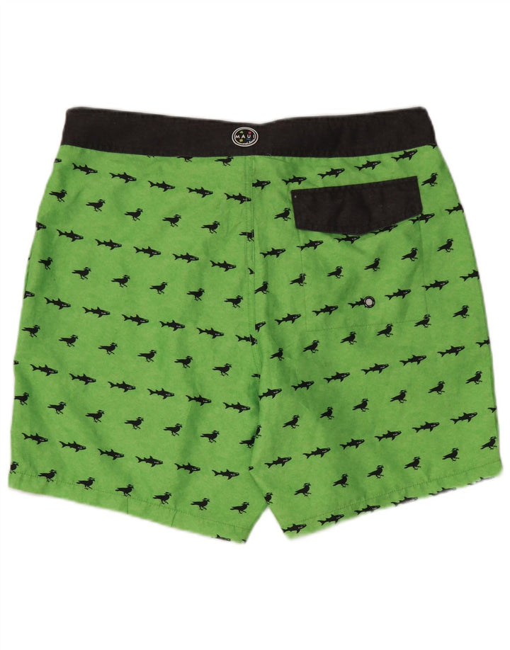 MAUI AND SONS Mens Graphic Swimming Shorts Medium  Green Cotton