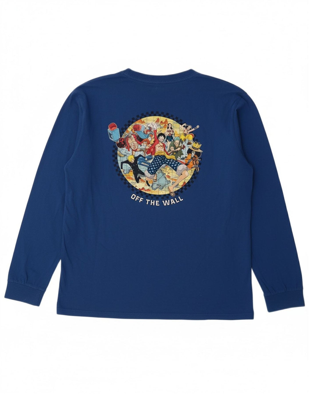 VANS Boys Straw Hat Crew Graphic Top Long Sleeve 14-15 Years XL Blue