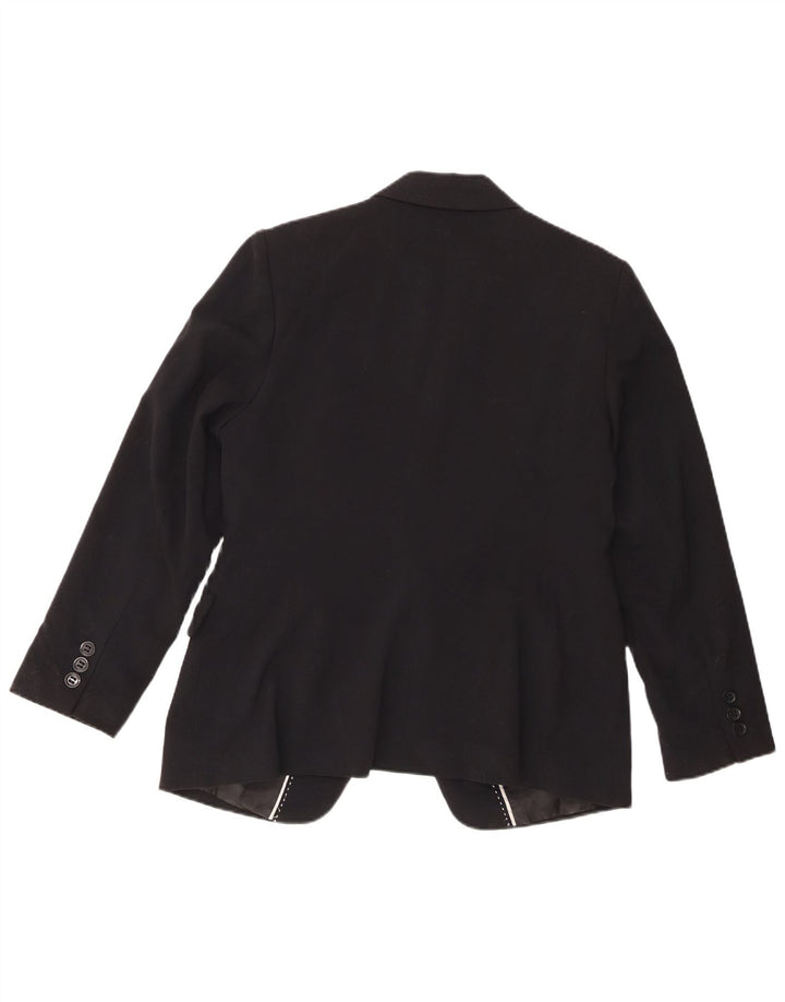Marks & Spencer Womens 1 Button Blazer Jacket UK 16 Large Black Polyester