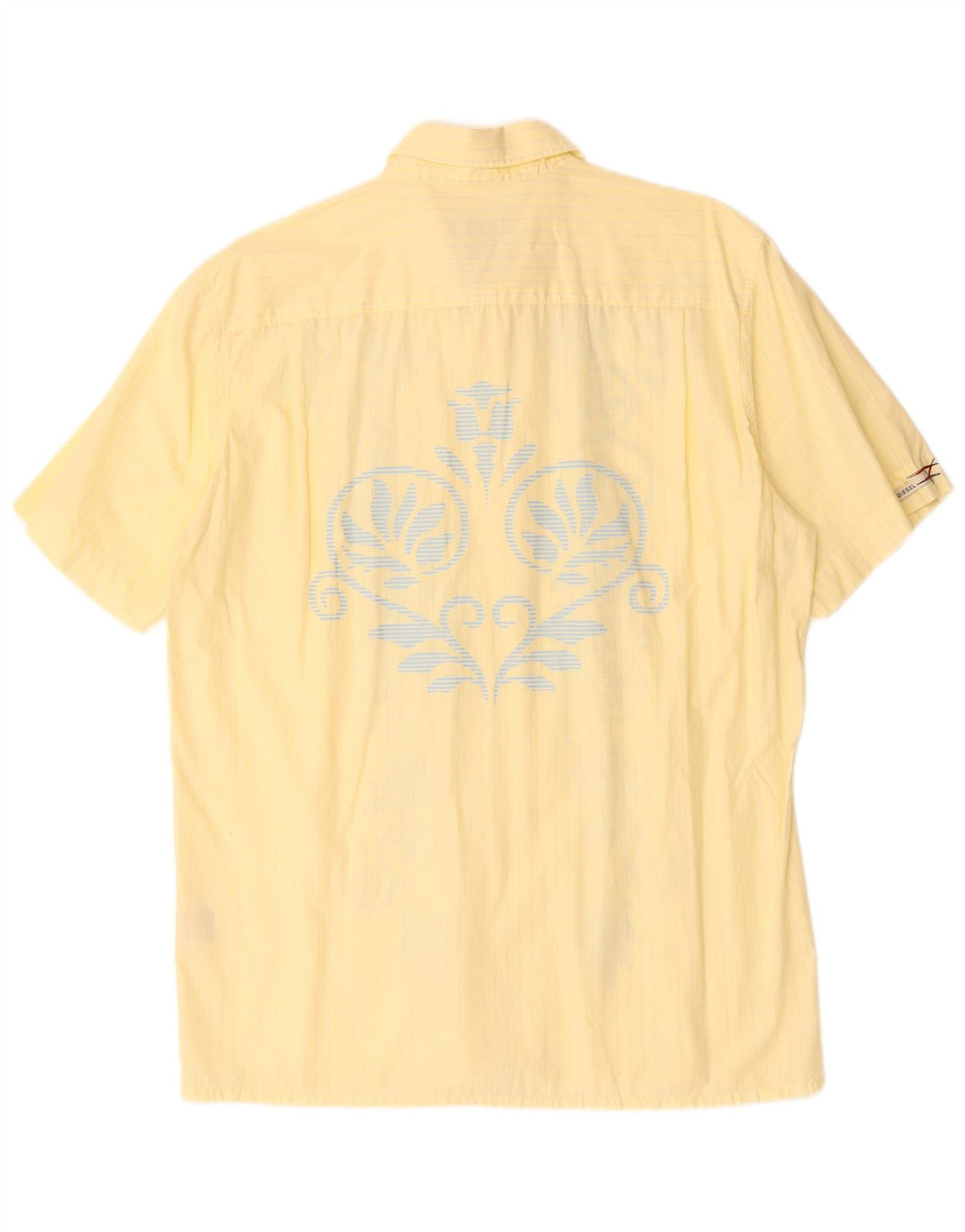 DIESEL Mens Short Sleeve Shirt XL Yellow Paisley Cotton