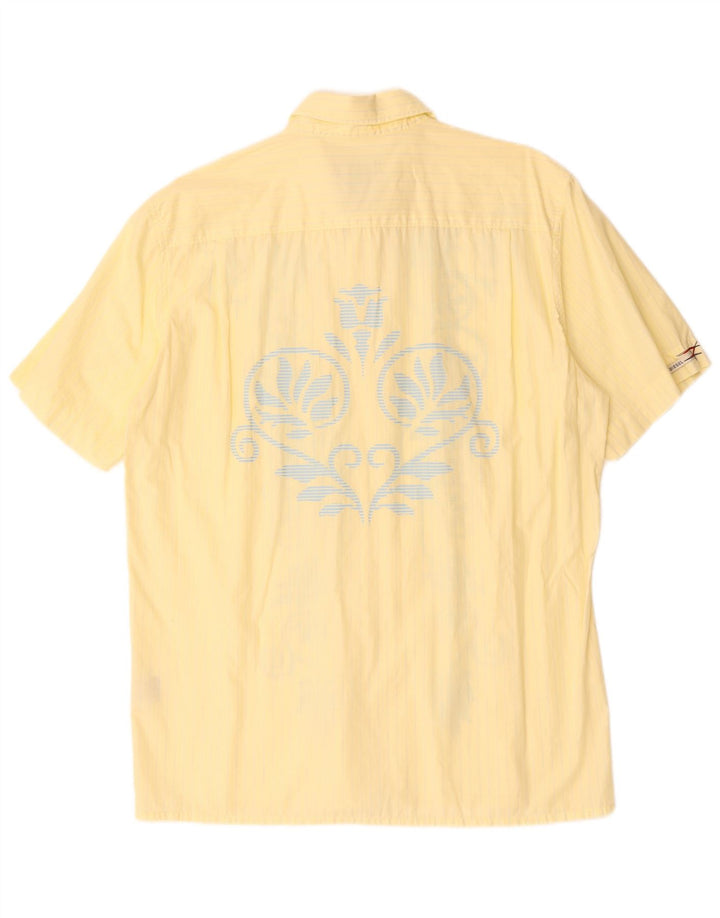 DIESEL Mens Short Sleeve Shirt XL Yellow Paisley Cotton