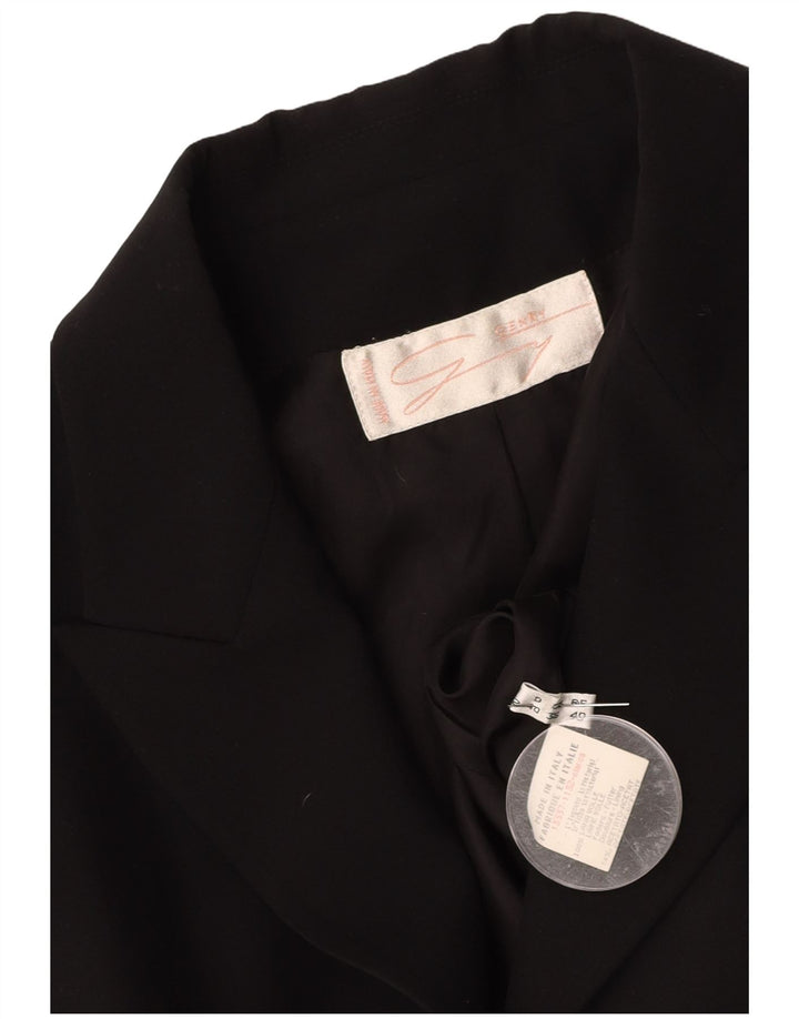 GENNY Womens Longline 3 Button Blazer Jacket UK 12 Medium Black Wool