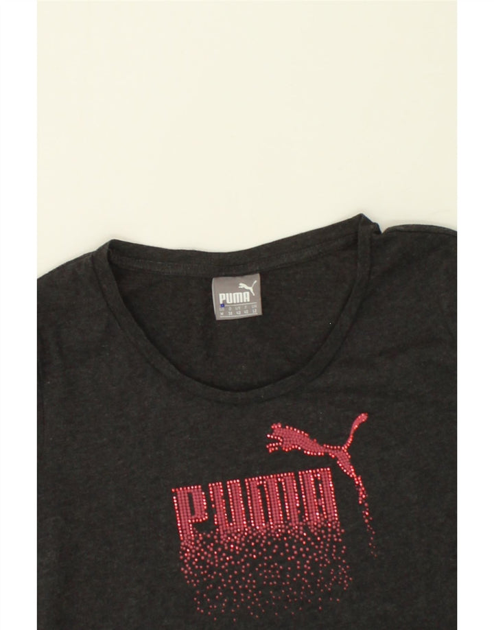 PUMA Womens Graphic T-Shirt Top UK 12 Medium Grey Flecked Vintage Puma and Second-Hand Puma from Messina Hembry 