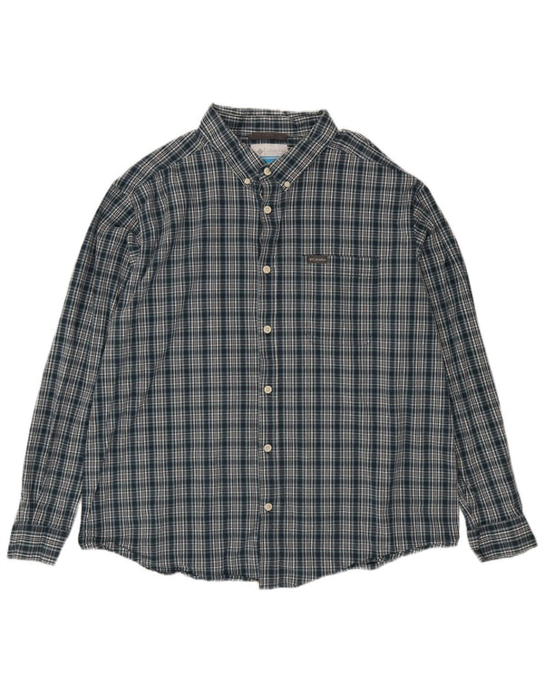 Columbia Mens Shirt 2XL Green Check Cotton