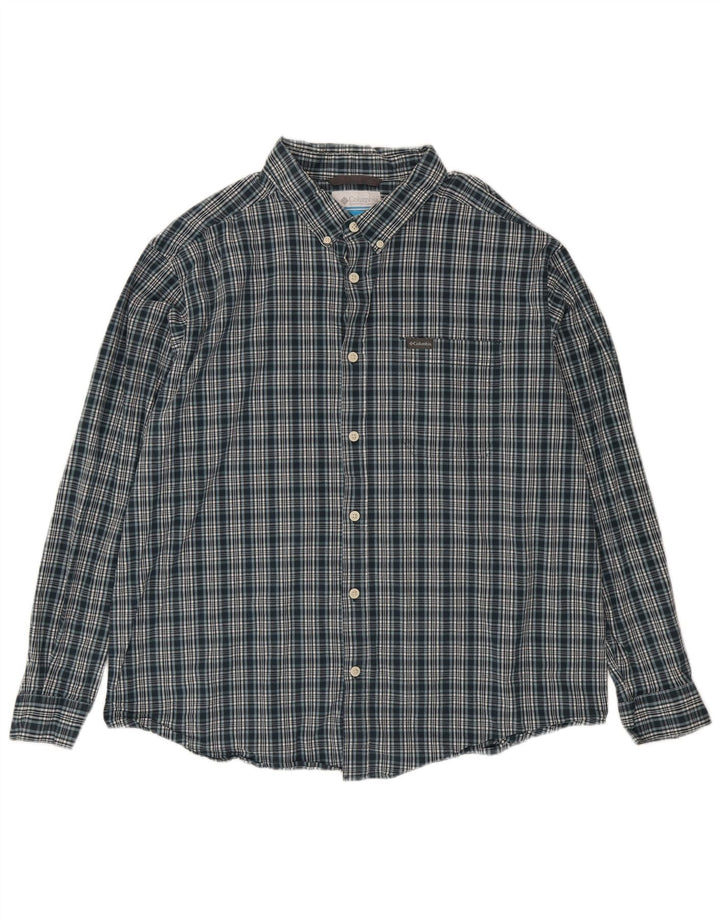 Columbia Mens Shirt 2XL Green Check Cotton