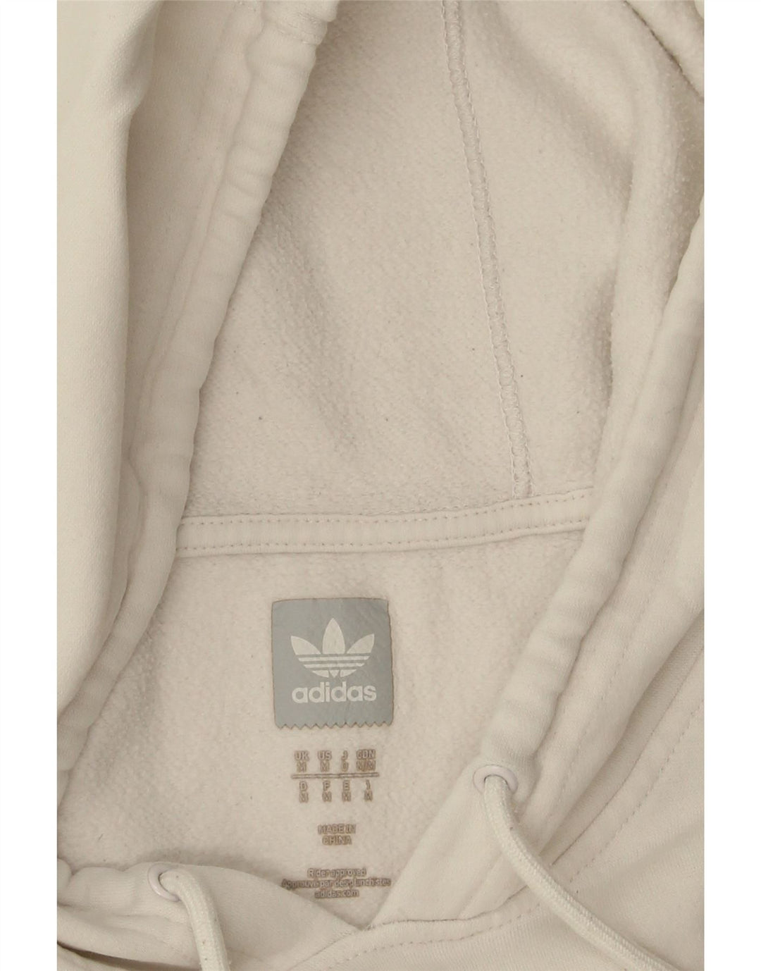 ADIDAS Mens Graphic Hoodie Jumper Medium Off White