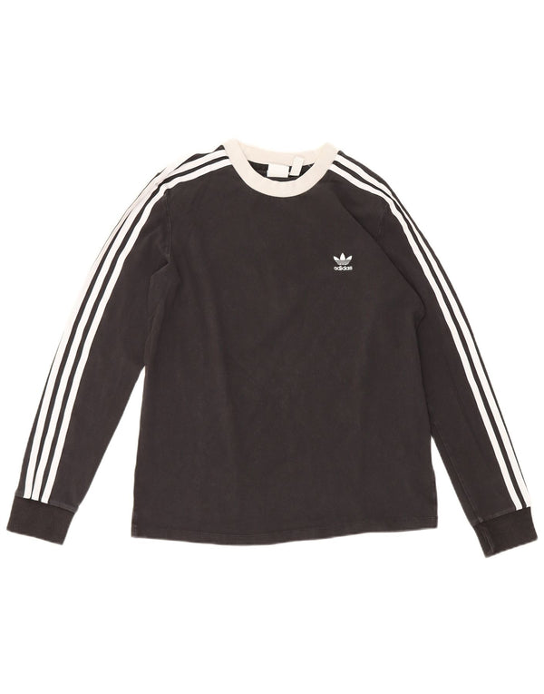 Adidas Womens Top Long Sleeve UK 14 Medium Black Cotton Sports