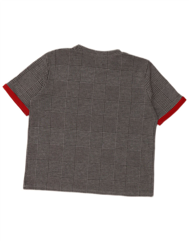 ZARA Womens Trafaluc Crop T-Shirt Top UK 14 Medium Grey Patchwork