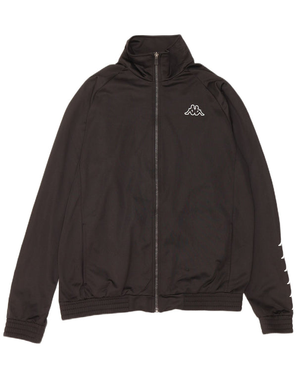 Kappa Mens Graphic Tracksuit Top Jacket Large Black Polyester
