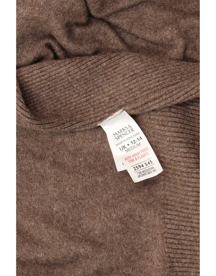 Marks & Spencer Womens Asymmetric Cardigan Sweater UK 12/14 Medium Brown