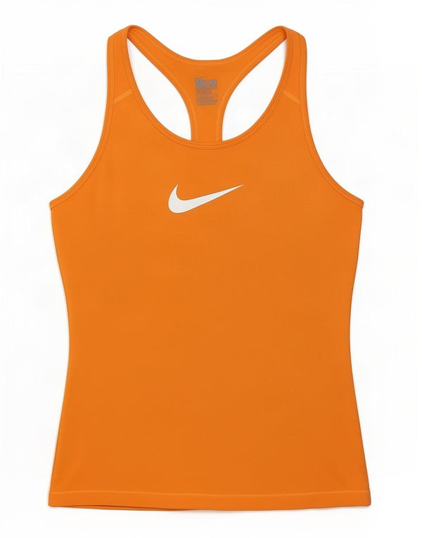 Nike Womens Dri Fit Graphic Vest Top UK 14 Large Yellow