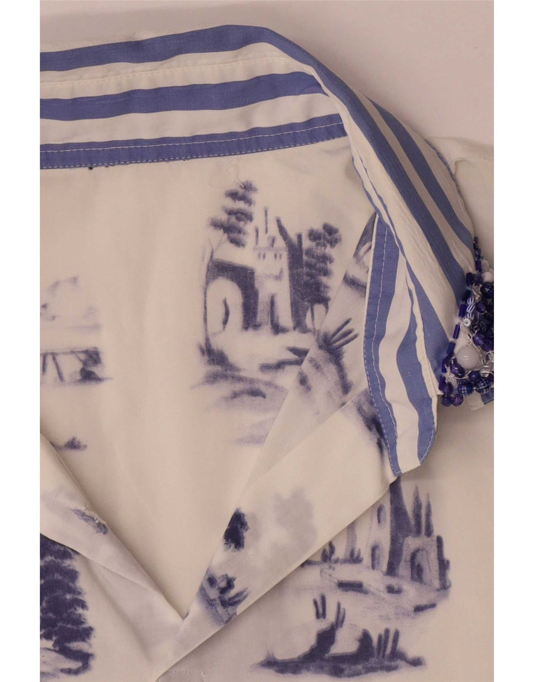 Vintage Womens Abstract Pattern Blouse Top UK 16 Large White