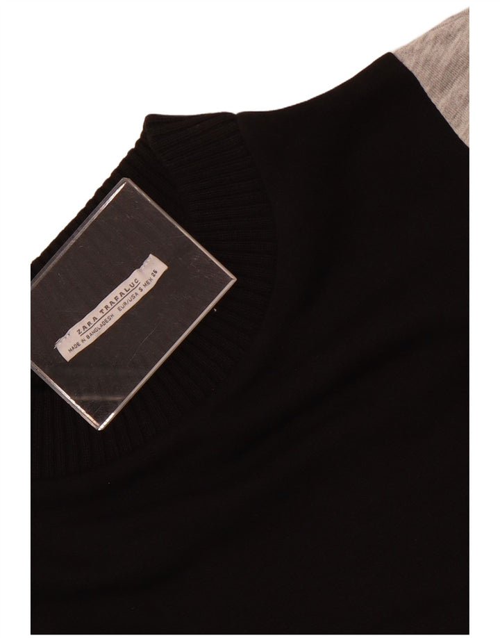 Zara Womens Oversized Sweatshirt Jumper UK 10 Small Black Colourblock