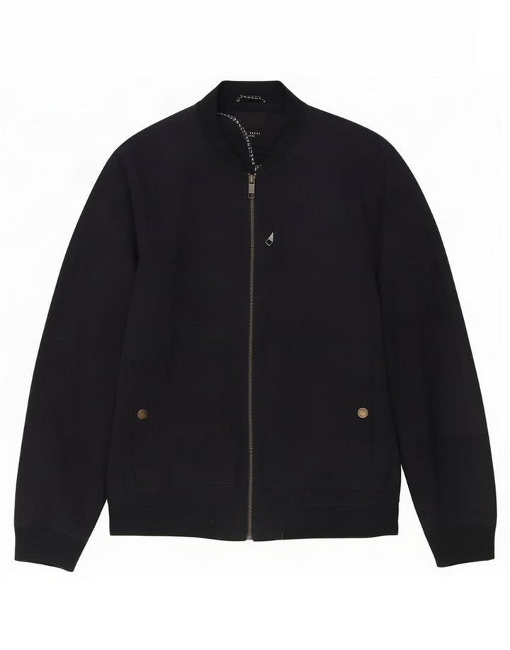 Ted Baker Mens Bomber Jacket Size 6 2XL Navy Blue Polyester