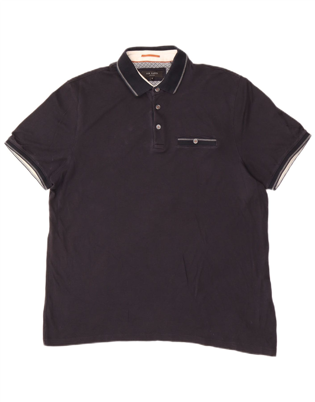 Ted Baker Mens Polo Shirt Size 4 Large Navy Blue Cotton