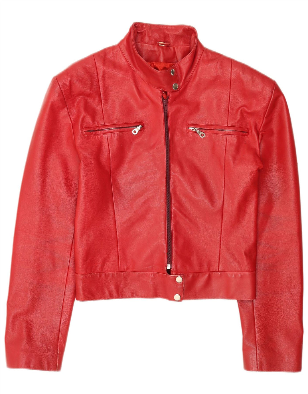 Vintage Womens Crop Leather Jacket UK 18 XL Red