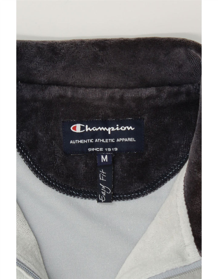 Champion Womens Velour Tracksuit Top Jacket UK 14 Medium Blue