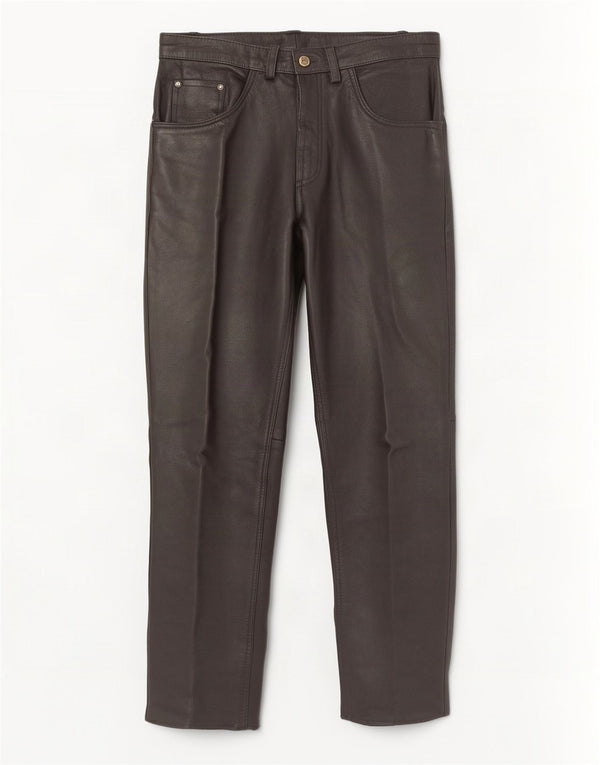 Vintage Mens Straight Leather Trousers W34 L31 Black