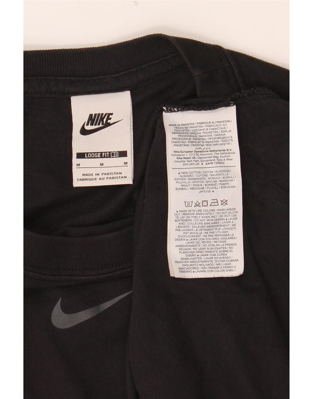 NIKE Womens Loose Fit Graphic T-Shirt Dress UK 14 Medium Black Cotton