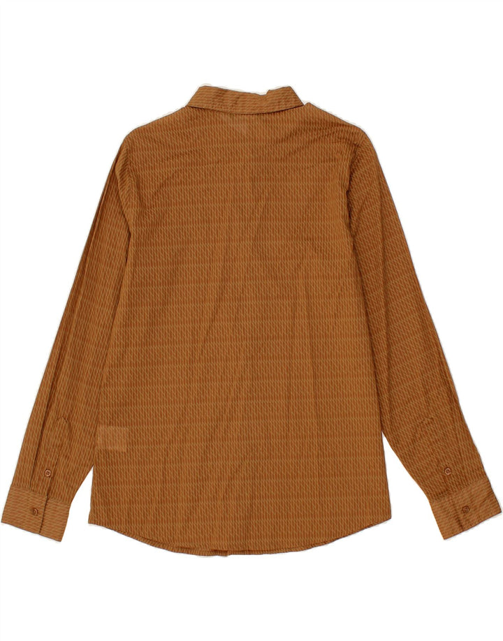 BENETTON Womens Longline Oversized Shirt UK 10 Small Brown Geometric Vintage Benetton and Second-Hand Benetton from Messina Hembry 