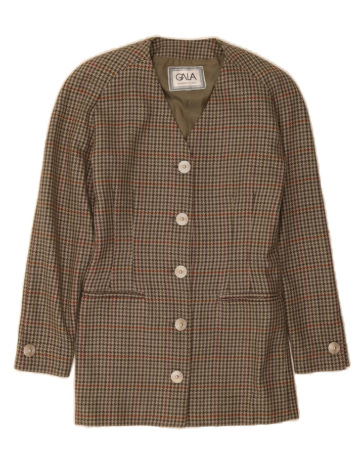 GALA Womens 5 Button Blazer Jacket UK 12 Medium Brown Houndstooth Vintage Gala and Second-Hand Gala from Messina Hembry 