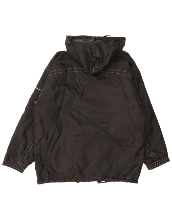 CHAMPION Mens Hooded Windbreaker Jacket UK 38 Medium Black Polyamide