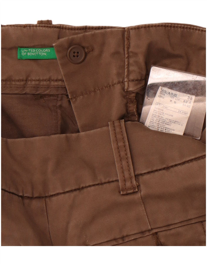 BENETTON Womens Bootcut Chino Trousers IT 38 XS W26 L30 Brown Cotton