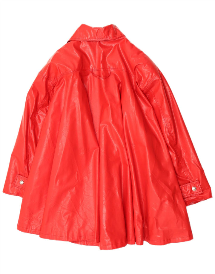 C & A Womens Oversized Overcoat UK 14 Medium Red Polyvinyl