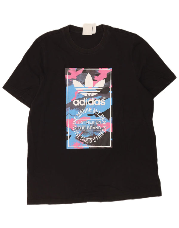 Adidas Mens Graphic T-Shirt Top XL Black Cotton