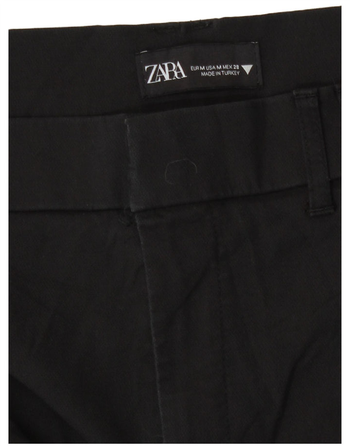 Zara Womens Flare Casual Trousers Medium W28 L33 Black Cotton