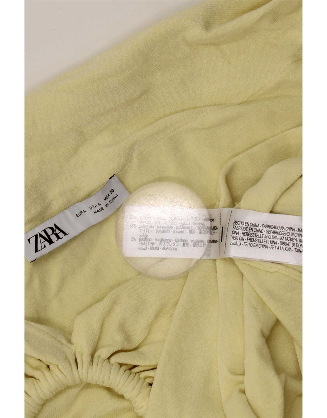 Zara Womens Off Shoulder Top UK 16 Large Yellow Viscose