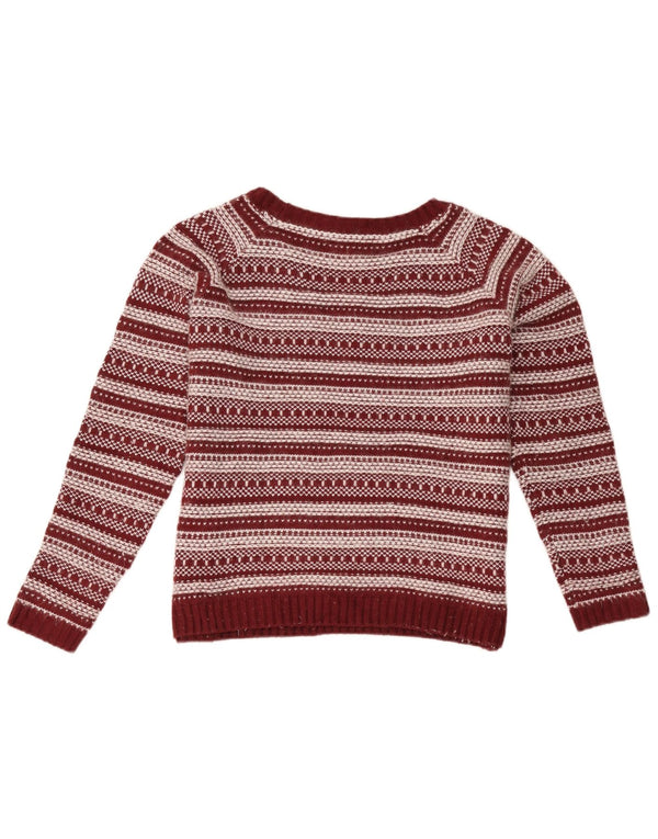 Fat Face Womens Boat Neck Jumper Sweater UK 12 Medium Burgundy Striped