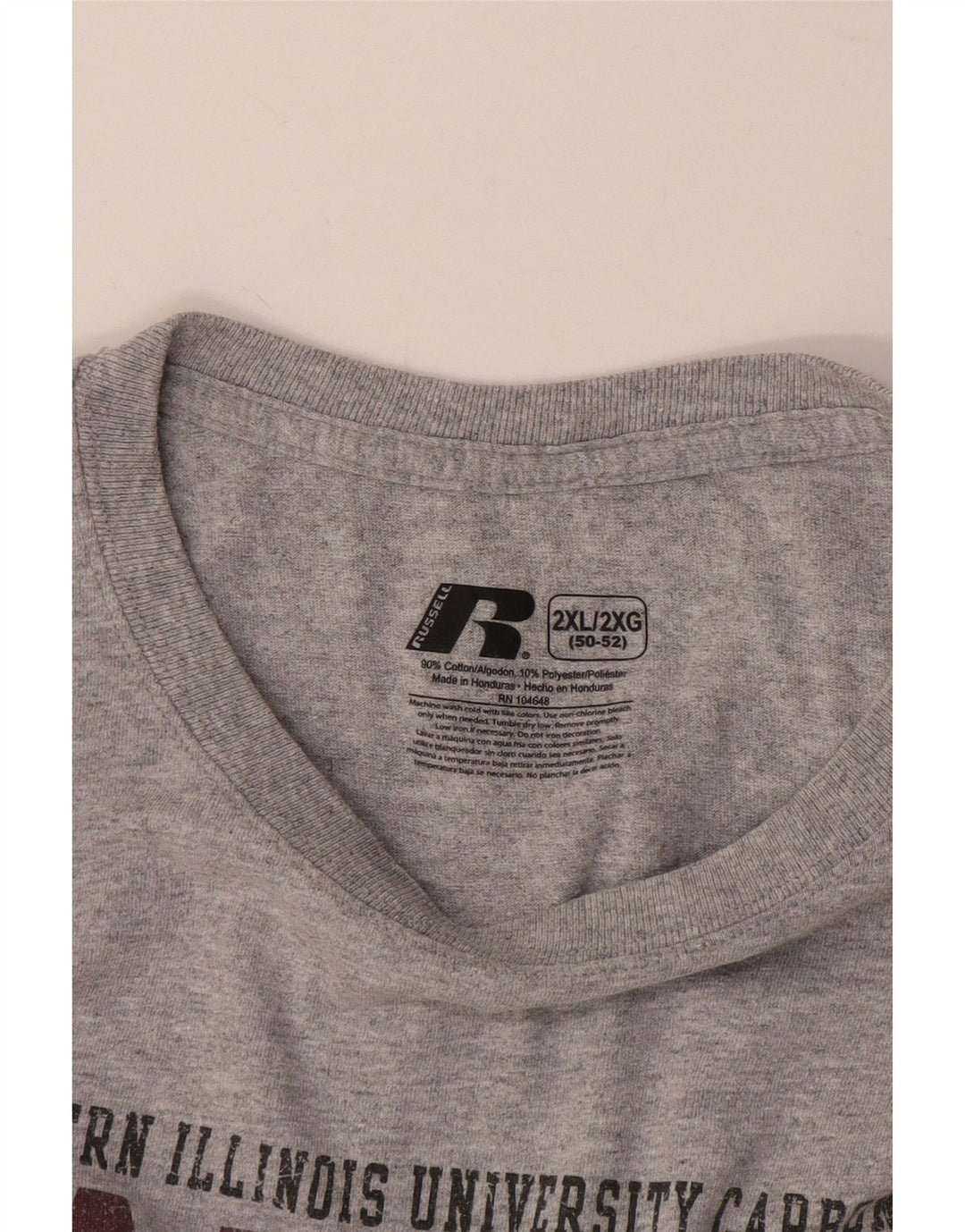 RUSSELL ATHLETIC Mens Salukis Graphic T-Shirt Top 2XL Grey Cotton