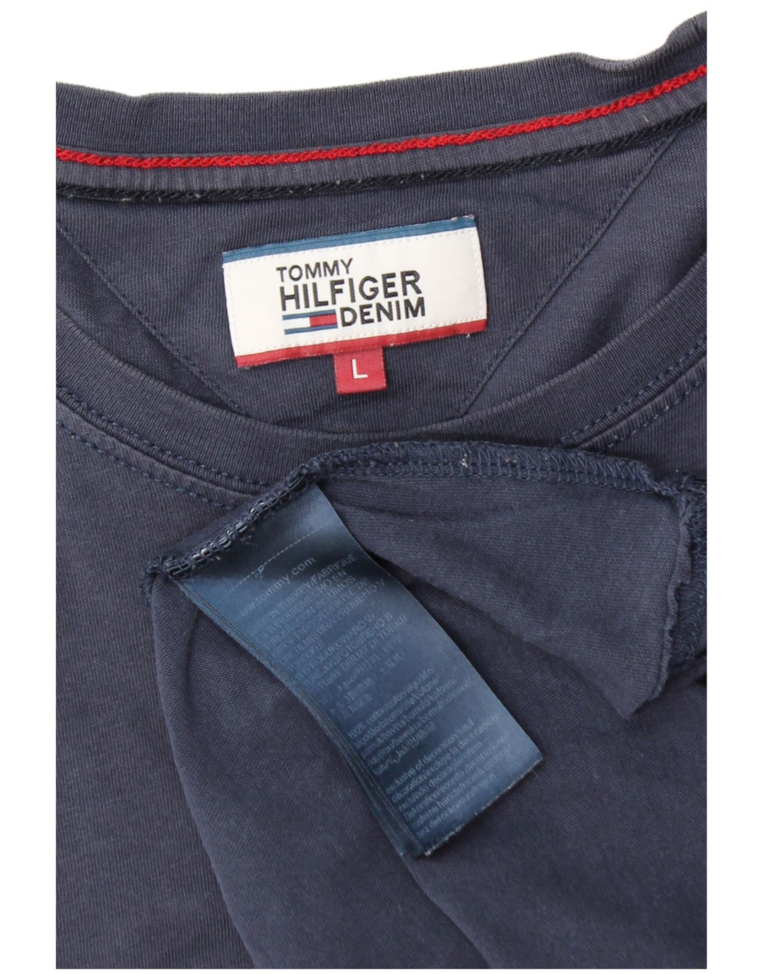 TOMMY HILFIGER Mens Top Long Sleeve Large Navy Blue Cotton