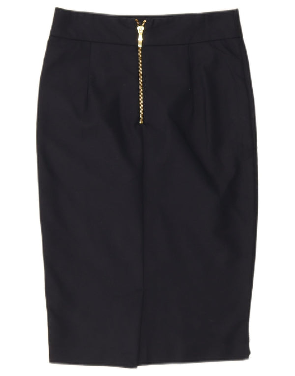 Zara Womens Pencil Skirt UK 6 XS W25 Navy Blue Cotton