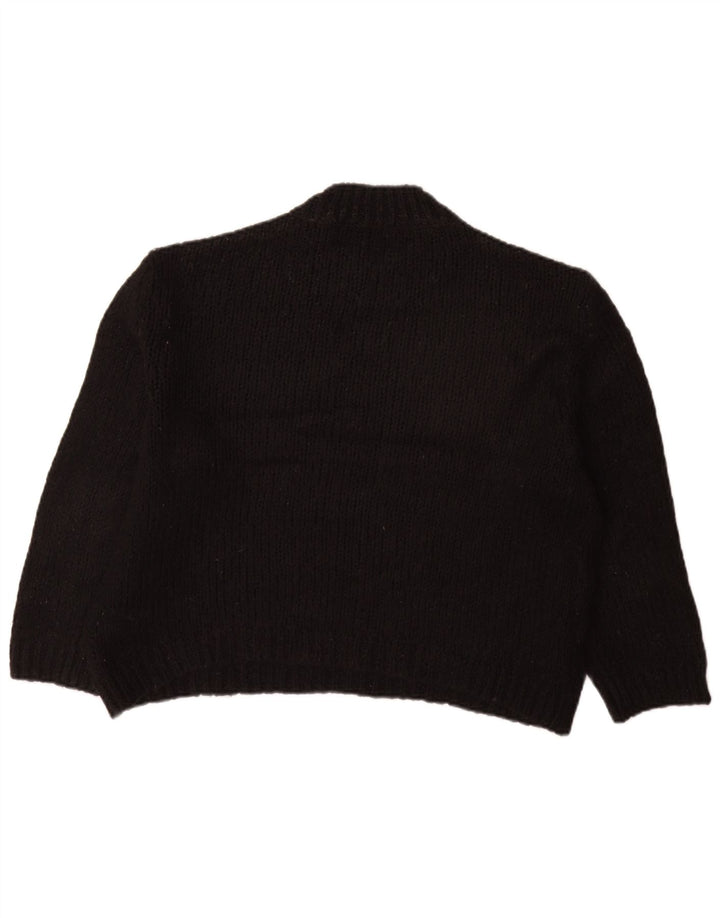 ZARA Womens Oversized Crew Neck Jumper Sweater UK 10 Small Black Acrylic