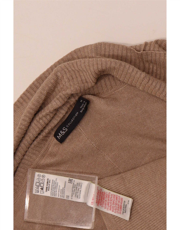 Marks & Spencer Womens Longline Open Cardigan Sweater UK 14 Medium Brown