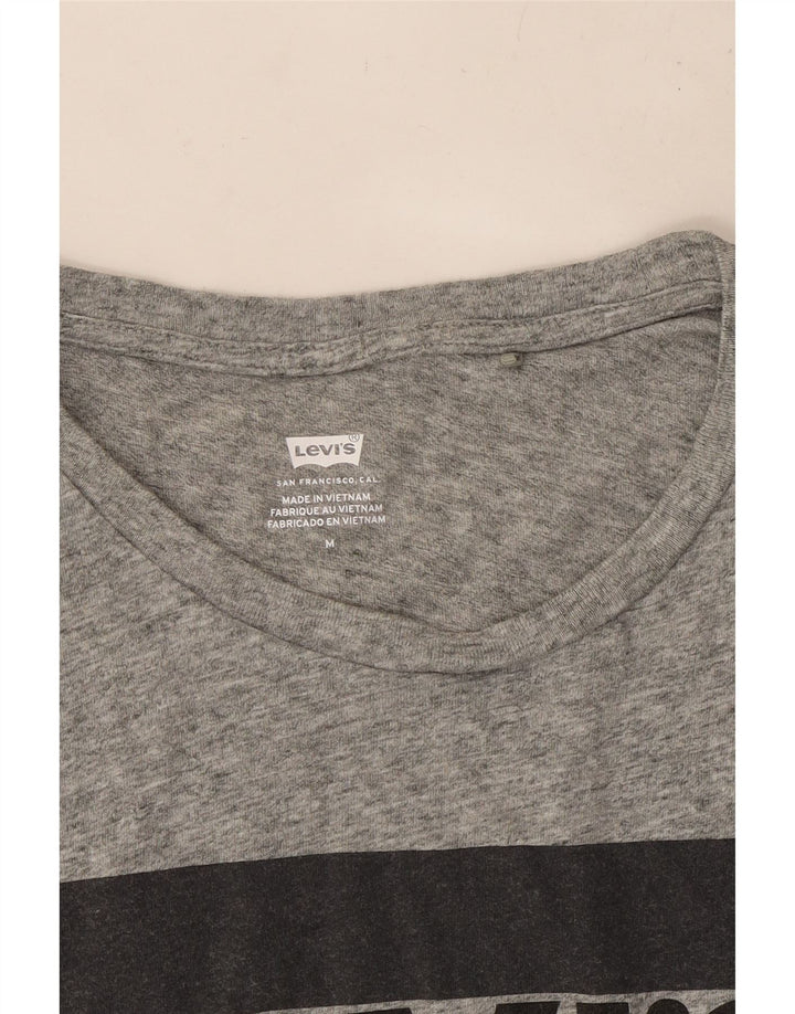 LEVI'S Womens Graphic T-Shirt Top UK 14 Medium Grey Flecked